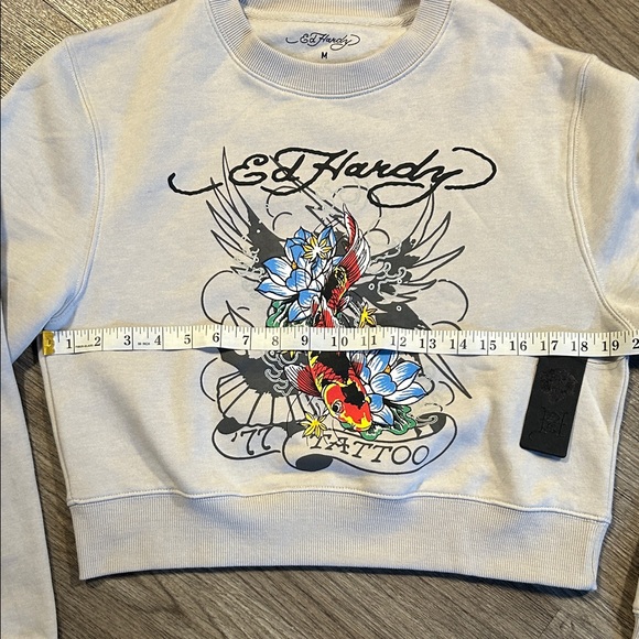Ed Hardy Light Gray Tattoo Graphic Sweatshirt - Picture 6 of 9